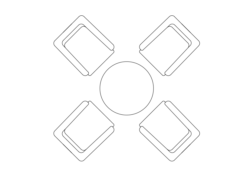 Free Armchairs & table set-up top view CAD Block – DWG, DXF, PDF Format