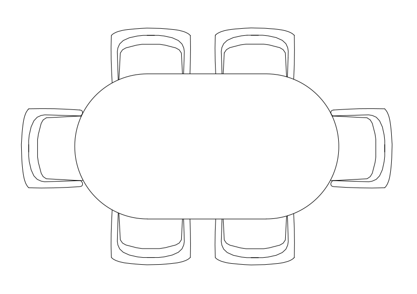 Free Chairs & Dining table set-up top view CAD Block – DWG, DXF, PDF Format
