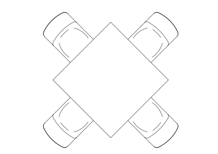 Free Chairs & Dining table set-up top view CAD Block – DWG, DXF, PDF Format
