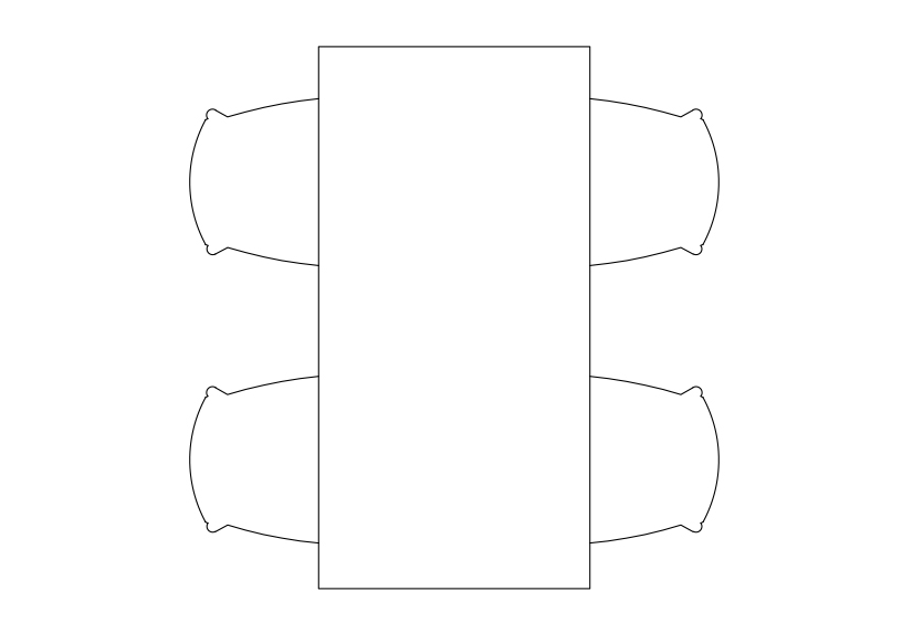 Free Chairs & Dining table set-up top view CAD Block – DWG, DXF, PDF Format