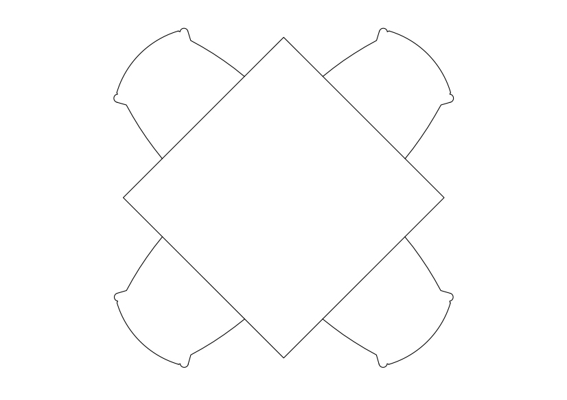 Free Chairs & Dining table set-up top view CAD Block – DWG, DXF, PDF Format