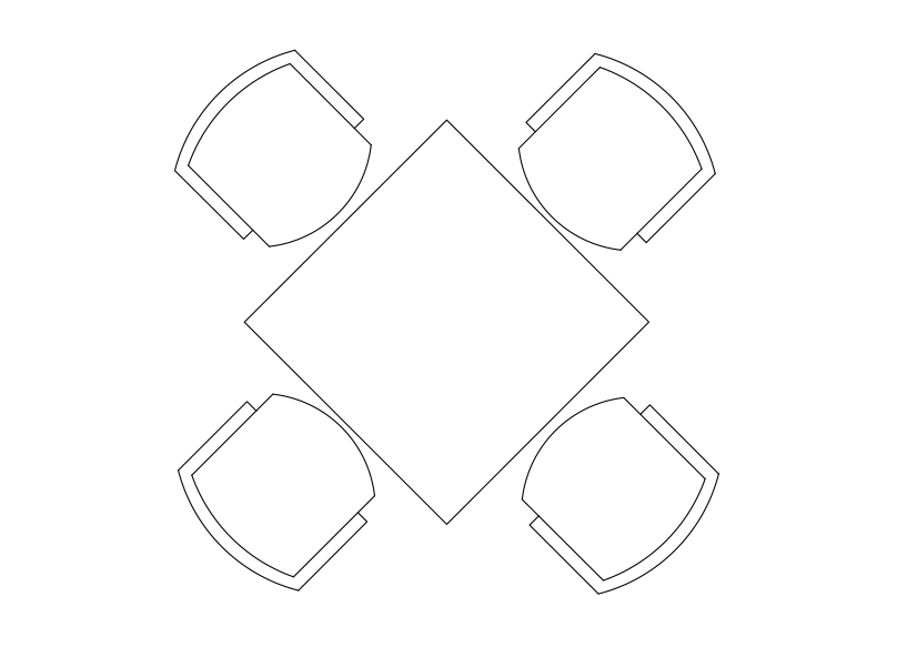 Free Chairs & Dining table set-up top view CAD Block – DWG, DXF, PDF Format
