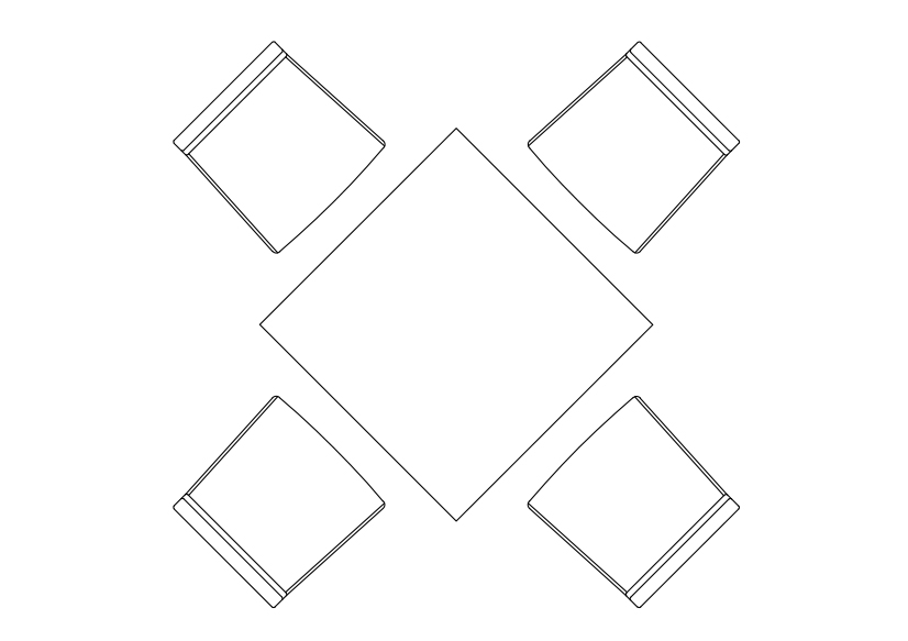 Free Chairs & Dining table set-up top view CAD Block – DWG, DXF, PDF Format