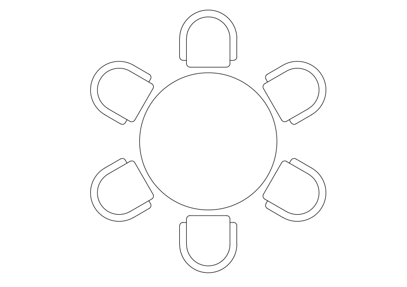 Free Chairs & Dining table set-up top view CAD Block – DWG, DXF, PDF Format