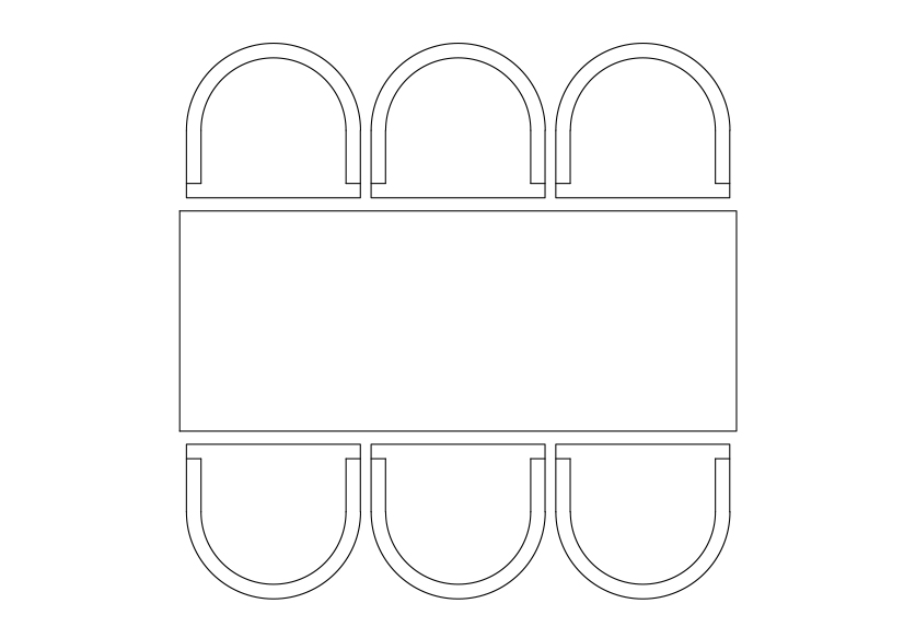 Free Chairs & Dining table set-up top view CAD Block – DWG, DXF, PDF Format