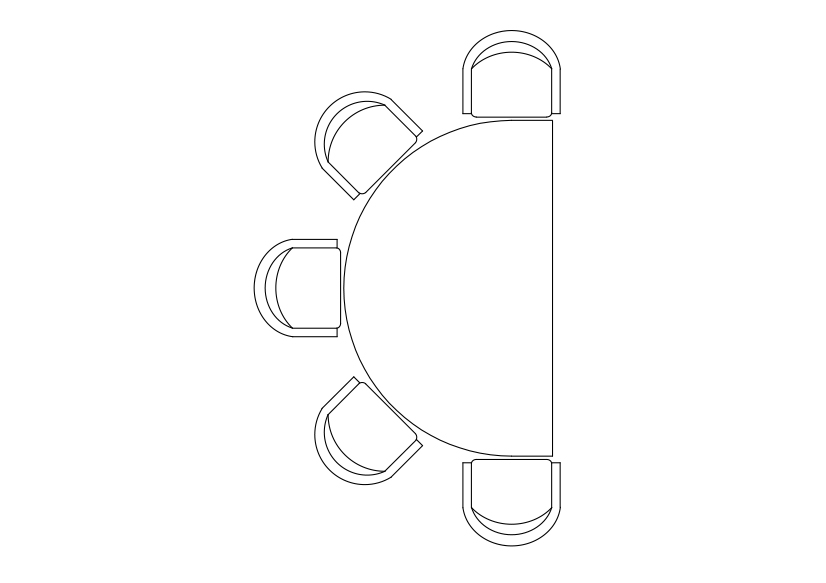 Free Chairs & Dining table set-up top view CAD Block – DWG, DXF, PDF Format