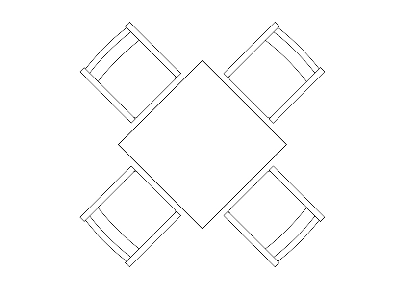 Free Chairs & Dining table set-up top view CAD Block – DWG, DXF, PDF Format