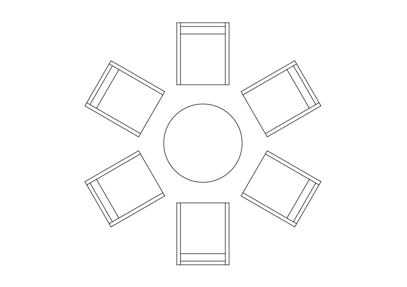 Free Chairs & Dining table set-up top view CAD Block – DWG, DXF, PDF Format