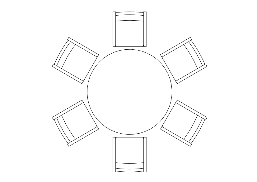 Free Chairs & Dining table set-up top view CAD Block – DWG, DXF, PDF Format