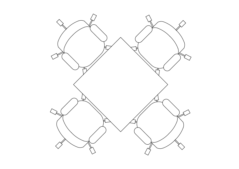 Free Chairs & Meeting table set-up top view CAD Block – DWG, DXF, PDF Format