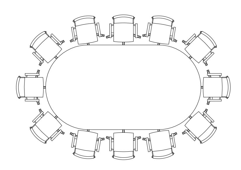 Free Chairs & Meeting table set-up top view CAD Block – DWG, DXF, PDF Format