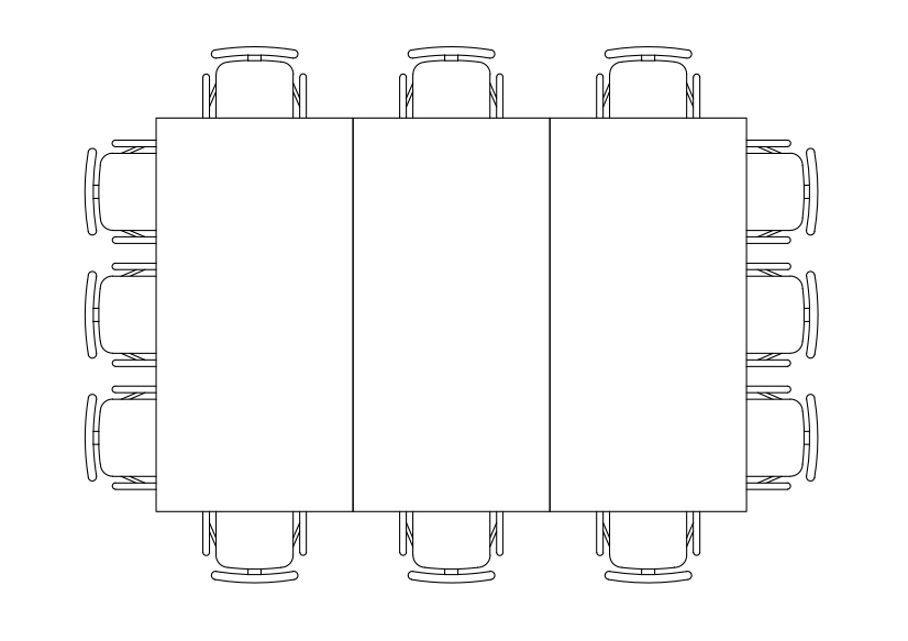 Free Chairs & Meeting table set-up top view CAD Block – DWG, DXF, PDF Format