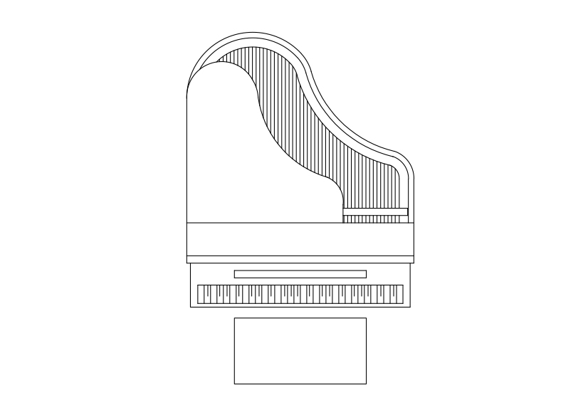 Free Piano top view CAD Block – DWG, DXF, PDF Format