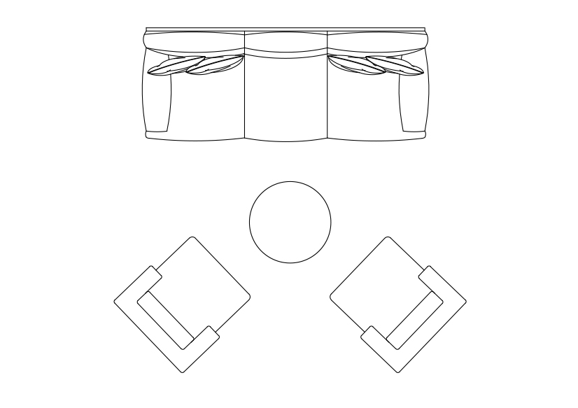 Free Living room set-up top view CAD Block – DWG, DXF, PDF Format