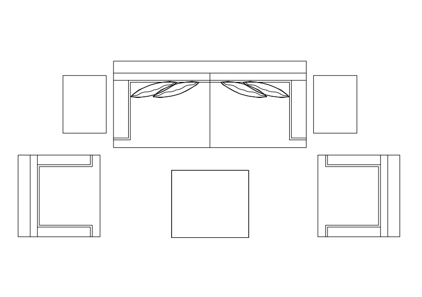 Free Living room set-up top view CAD Block – DWG, DXF, PDF Format