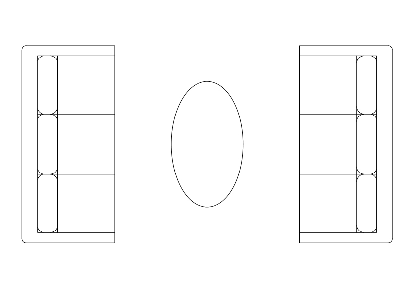 Free Living room set-up top view CAD Block – DWG, DXF, PDF Format