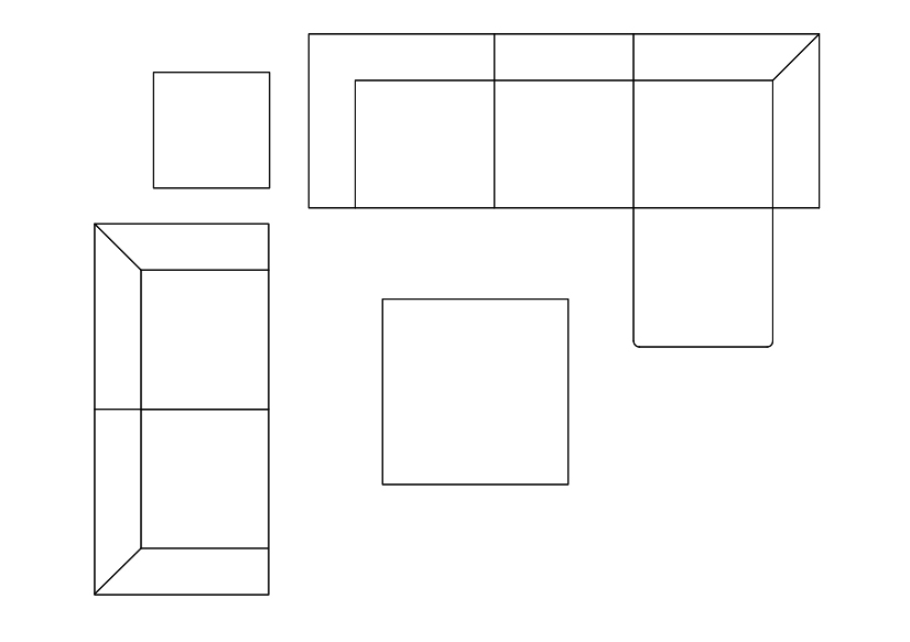 Free Living room set-up top view CAD Block – DWG, DXF, PDF Format