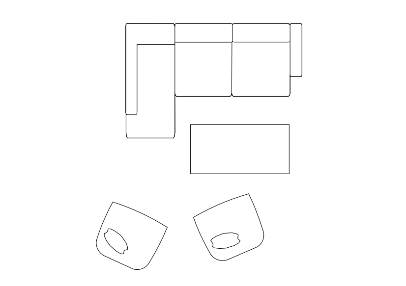 Free Living room set-up top view CAD Block – DWG, DXF, PDF Format