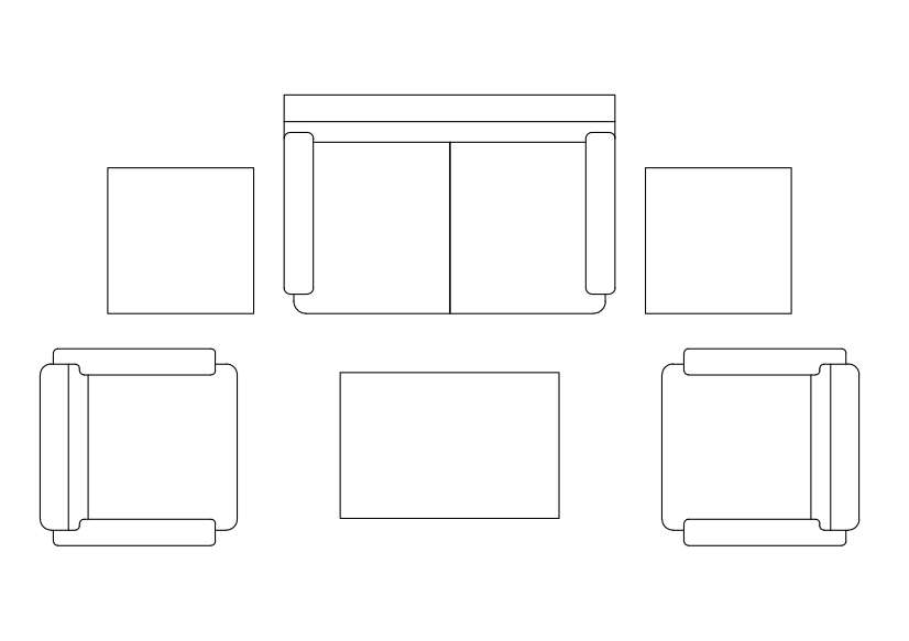 Free Living room set-up top view CAD Block – DWG, DXF, PDF Format