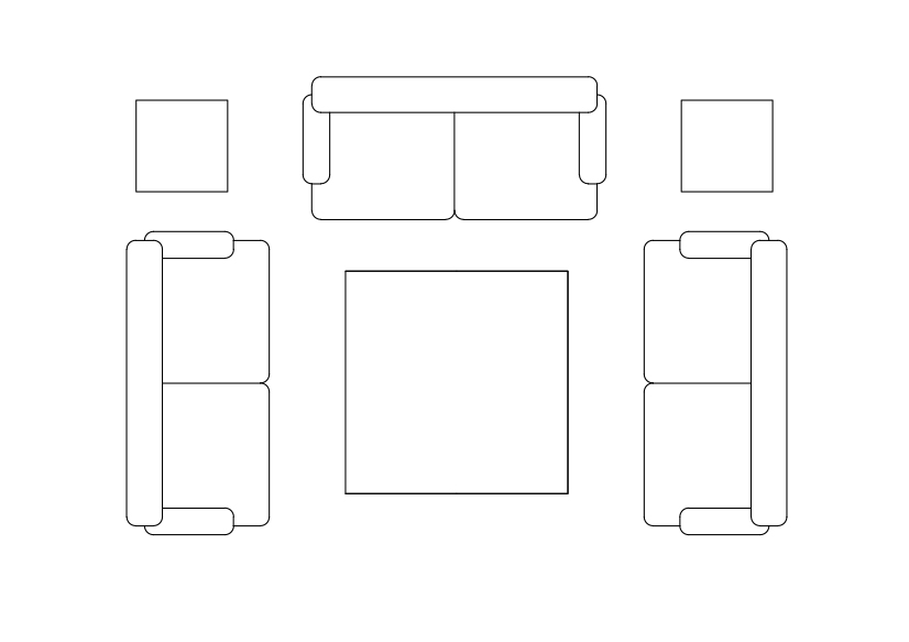 Free Living room set-up top view CAD Block – DWG, DXF, PDF Format