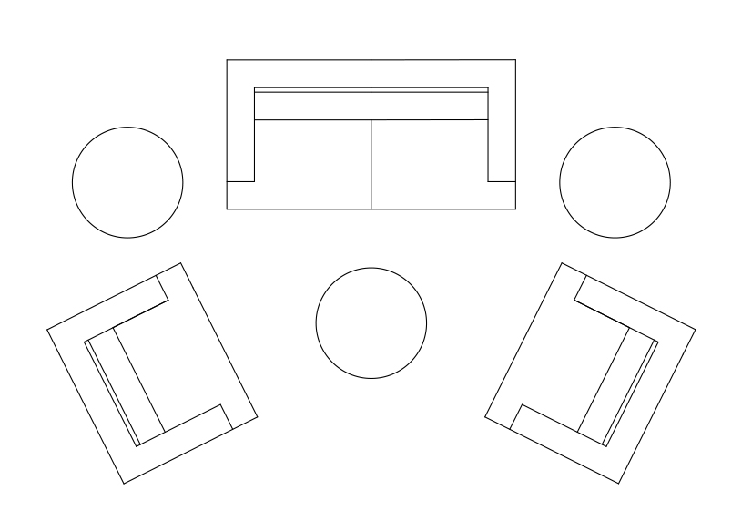 Free Living room set-up top view CAD Block – DWG, DXF, PDF Format