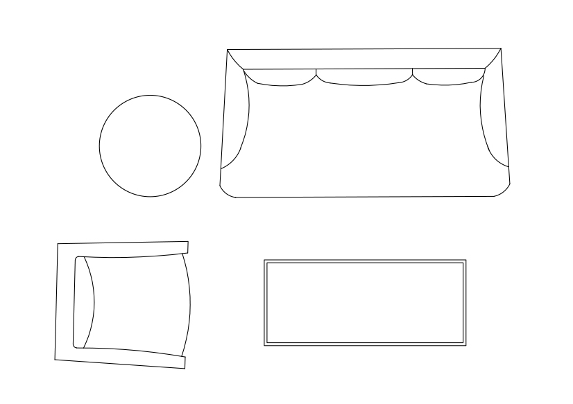 Free Living room set-up top view CAD Block – DWG, DXF, PDF Format