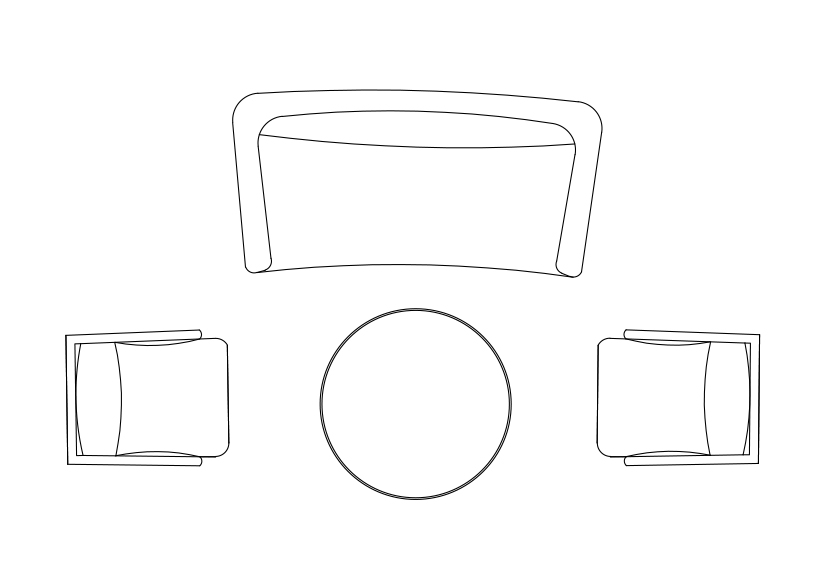Free Living room set-up top view CAD Block – DWG, DXF, PDF Format