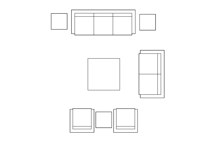 Free Living room set-up top view CAD Block – DWG, DXF, PDF Format