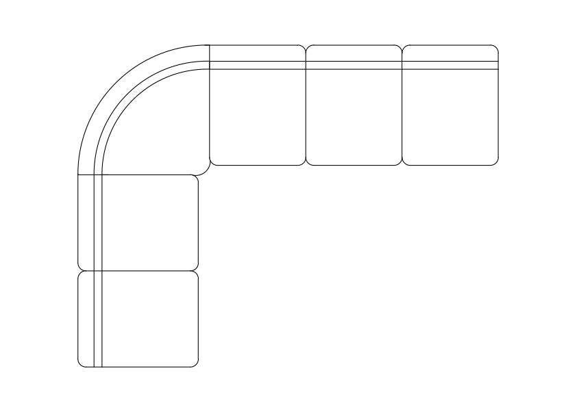 Free L-shape sofa top view CAD Block – DWG, DXF, PDF Format