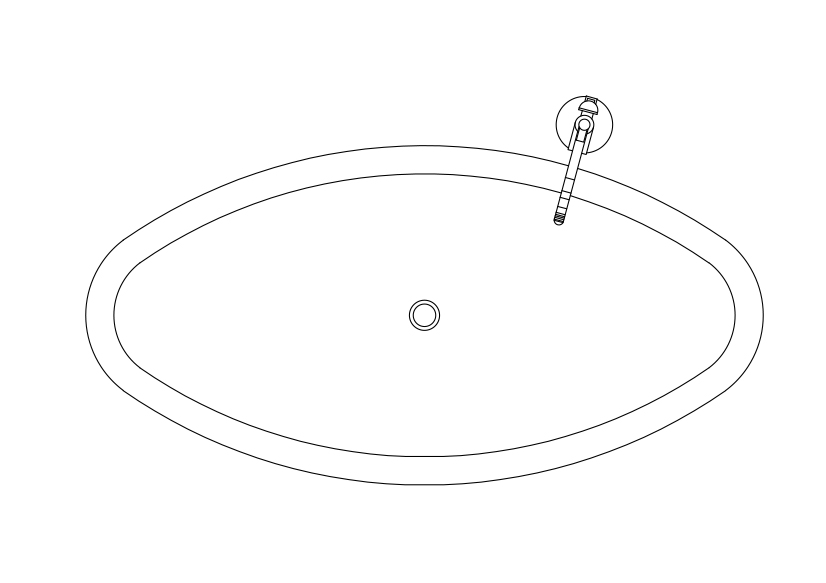 Free Bathtub Top View CAD Block – DWG, DXF, PDF Format
