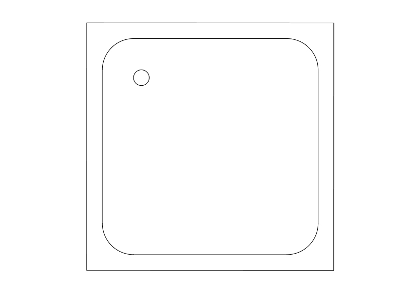 Free Shower Tray Top View CAD Block – DWG, DXF, PDF Format