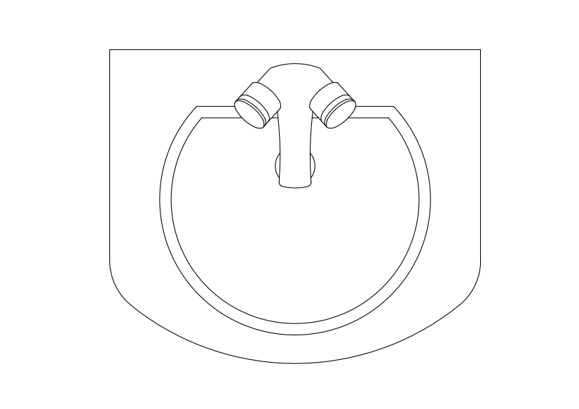 Free Sink Top View CAD Block – DWG, DXF, PDF Format