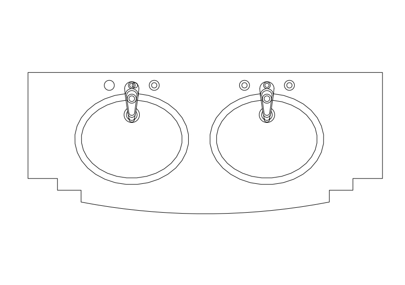 Free Double Sink Top View CAD Block – DWG, DXF, PDF Format