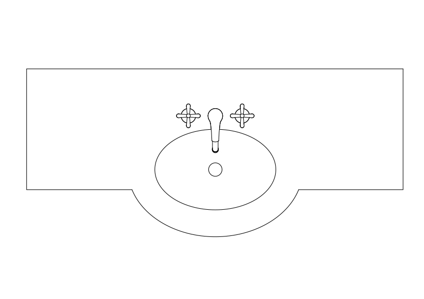 Free Sink Top View CAD Block – DWG, DXF, PDF Format