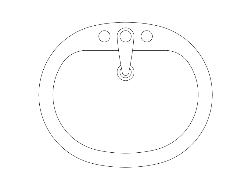 Free Sink Top View CAD Block – DWG, DXF, PDF Format