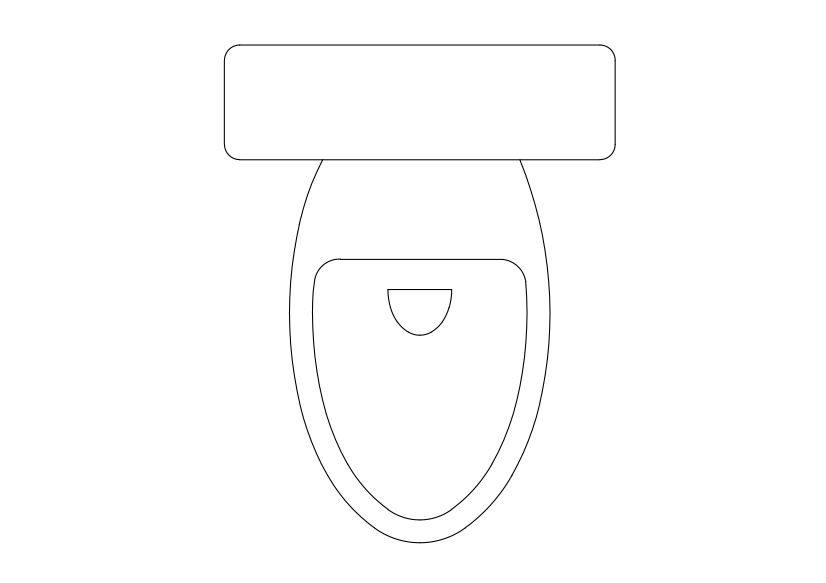 Free Toilet Top View CAD Block – DWG, DXF, PDF Format