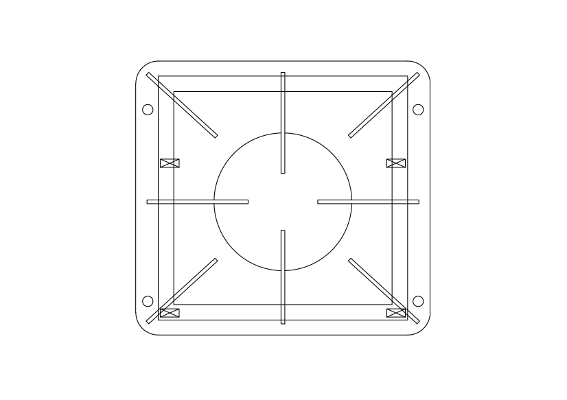 Free Single Hob Top View CAD Block – DWG, DXF, PDF Format