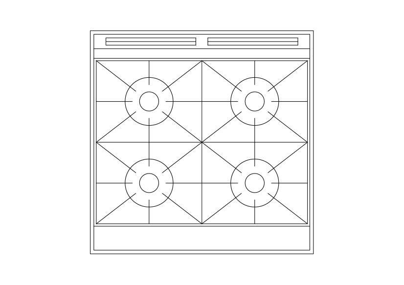 Free Multiple Hob Top View CAD Block – DWG, DXF, PDF Format