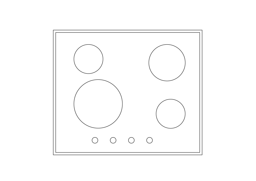 Free Multiple Hob Top View CAD Block – DWG, DXF, PDF Format
