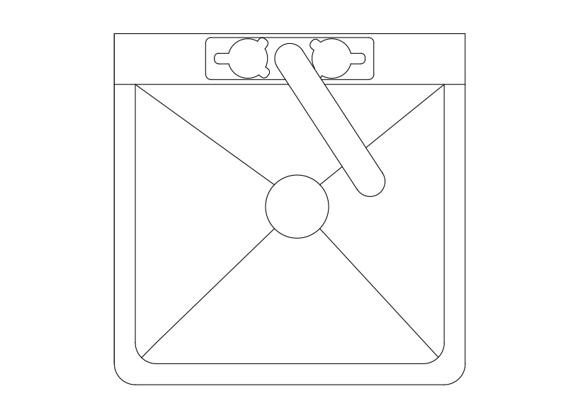 Free Single Kitchen Sink Top View CAD Block – DWG, DXF, PDF Format