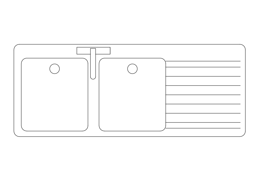 Free Double Kitchen Sink Top View CAD Block – DWG, DXF, PDF Format