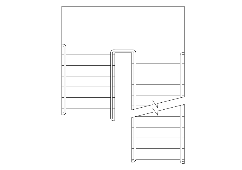 Free U-shape Staircase Top View CAD Block – DWG, DXF, PDF Format