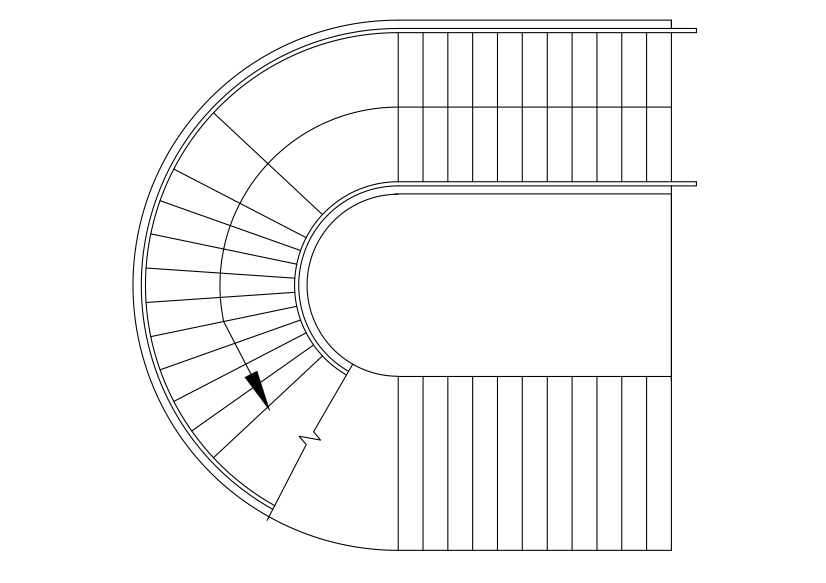 Free U-shape Staircase Top View CAD Block – DWG, DXF, PDF Format