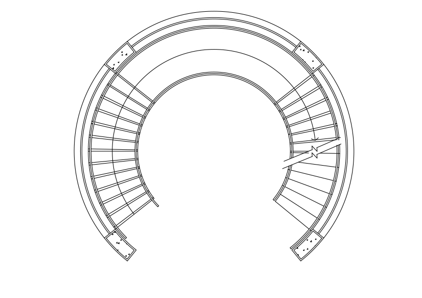 Free Circular Staircase Top View CAD Block – DWG, DXF, PDF Format