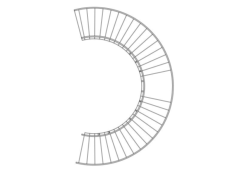 Free Circular Staircase Top View CAD Block – DWG, DXF, PDF Format