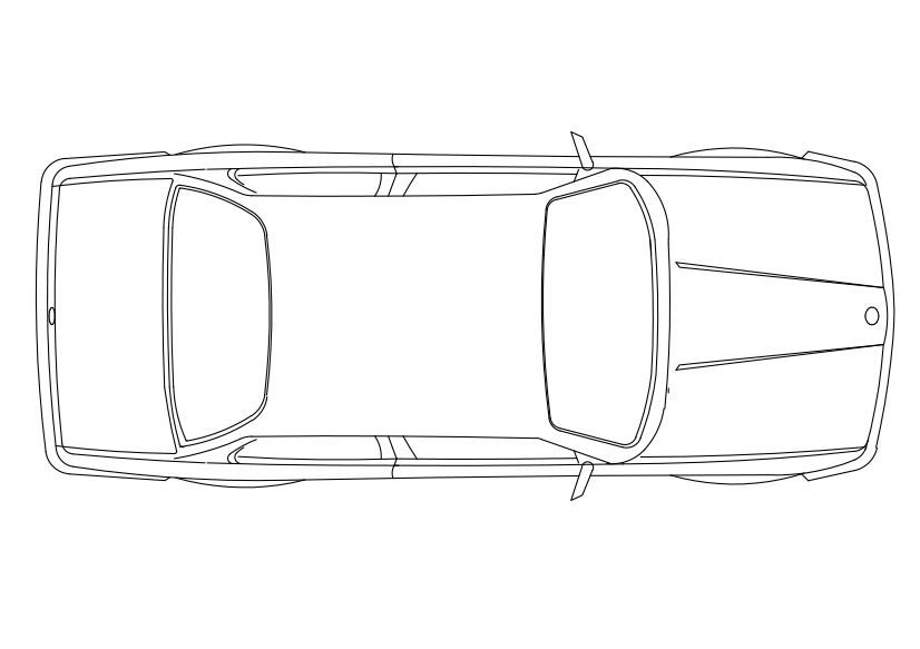 Free Car Top View CAD Block – DWG, DXF, PDF Format