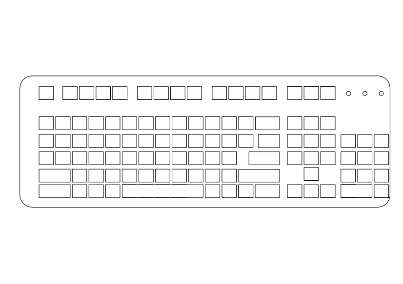 Free Keyboard Top View CAD Block – DWG, DXF, PDF Format
