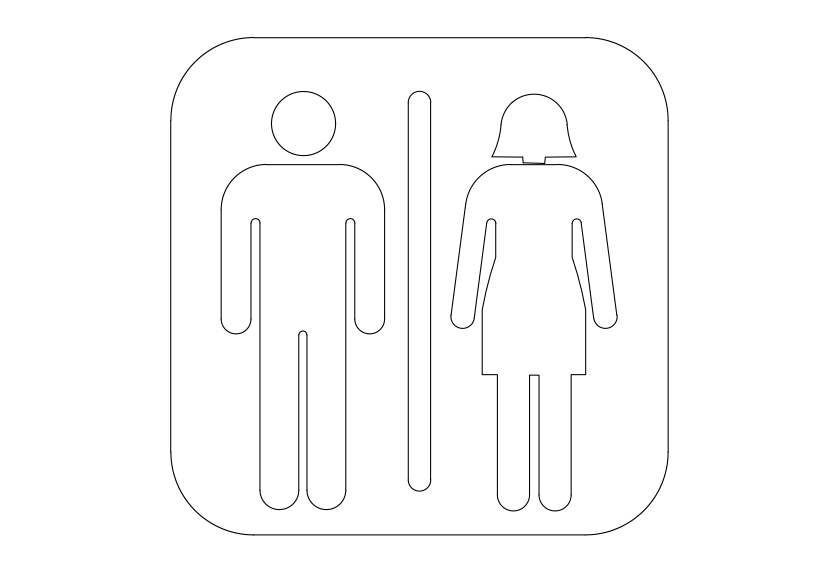 Free Unisex WC Symbol CAD Block Icon – DWG, DXF, PDF Format