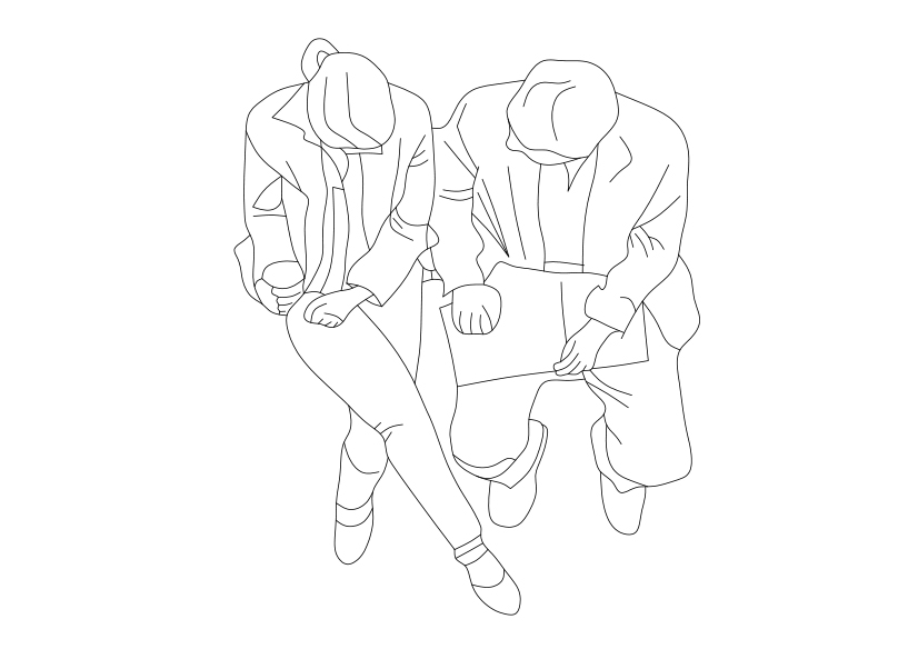 Free People Sitting Top View CAD Block – DWG, DXF, PDF Format