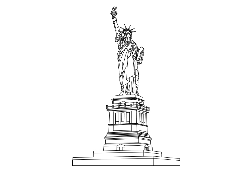 Free Statue of Liberty Elevation CAD Block – DWG, DXF, PDF Format